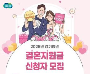 경기도, 청년 신혼부부 2,650쌍에 결혼지원금 100만 원 지급