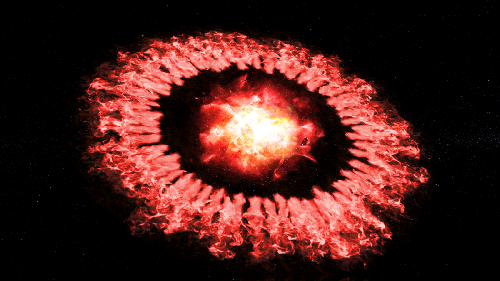 초신성 슈퍼노바 1987A 대폭발의 폭풍파가 외곽고리로 확산되며 우주 먼지를 파괴한 뒤, 급속히 재형성되고 있다. [NASA, SOFIA 제공]
