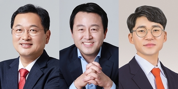 왼쪽부터 수원시을 한규택 예비후보(자유한국당), 수원시병 김용남 예비후보(자유한국당), 수원시정 남동호 예비후보(민중당)
