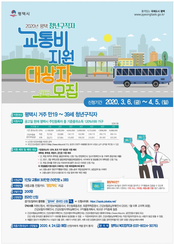 평택시, 청년구직자에게 교통비 지원하여 성공적 취업 응원 펼쳐