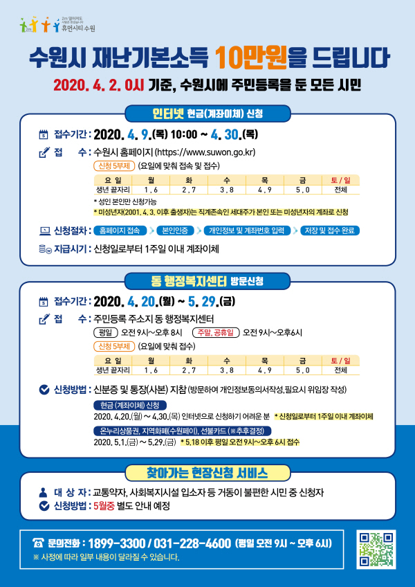 ‘수원시 재난기본소득’, 9일 오전 10시부터 신청 시작