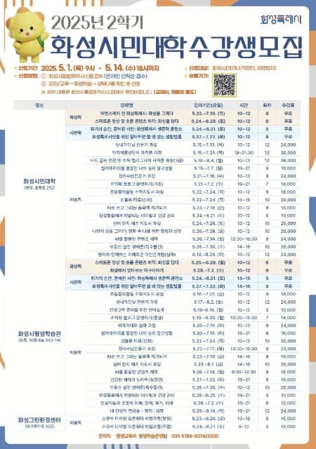 2025년 2학기 화성시민대학 안내문