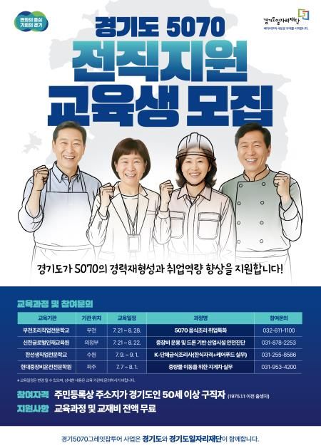 경기도 5070 전직지원 프로그램 교육생 모집