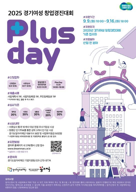 2025 경기여성 창업경진대회 플러스데이 포스터