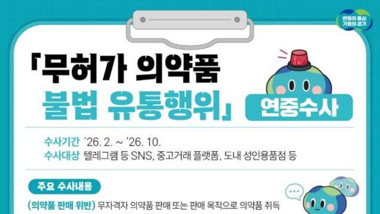 스테로이드·임신중절 등 무허가 의약품 불법유통 집중수사