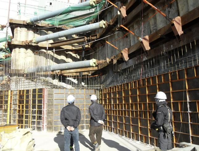 안전관리자문단이 6일 공사 현장을 돌아보며 안전관리 실태를 점검하고 있다.