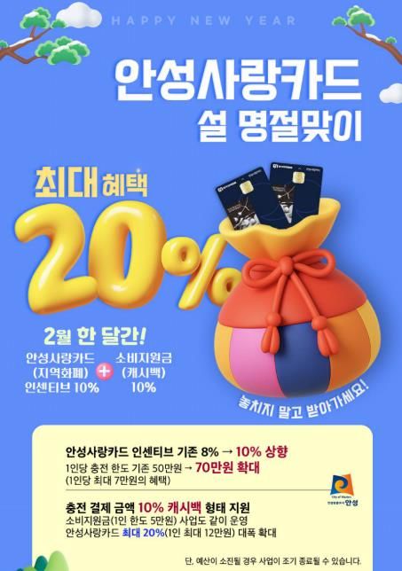 안성사랑카드, 설 명절 맞이 최대 20% 혜택 제공