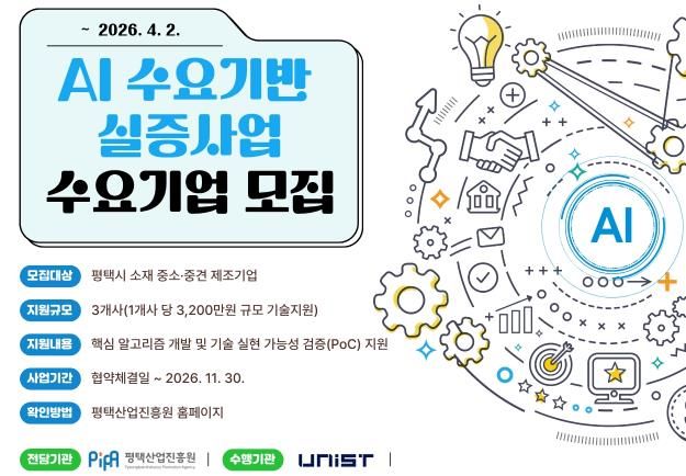 평택시와 평택산업진흥원, 인공지능 수요 기반 실증사업 추진