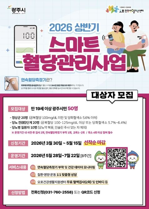 광주시, ‘스마트 혈당 관리 사업’ 참여자 50명 선착순 모집